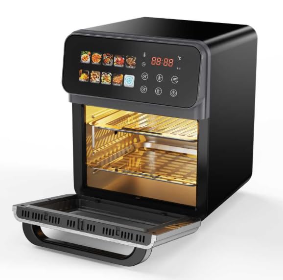 Air Fryer LVTETIA BW-9011D, Friteuse sans huile grande capacité 10L avec fenêtre, 1350W fonction vapeur, 10 programmes intuitifs
