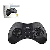 Retro-Bit Official Sega Saturn Bluetooth Controller 8-Button Arcade Pad for Switch, Android, PC, Mac, Steam - Black
