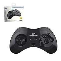 Retro-Bit Official Sega Saturn Bluetooth Controller 8-Button Arcade Pad for Switch, Android, PC, Mac, Steam - Black