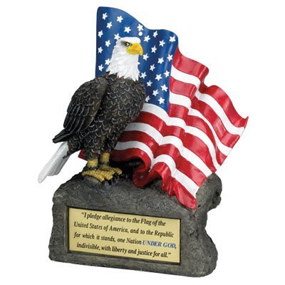 American Eagle with American Flag and Pledge Allegiance Verse Etched and Enameled Into Brass Plate