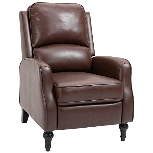HOMCOM Sillón Relax Reclinable 90° y 150° Manual para TV, Salón, Dormitorio, Diseño Moderno en Piel 73x86x104cm