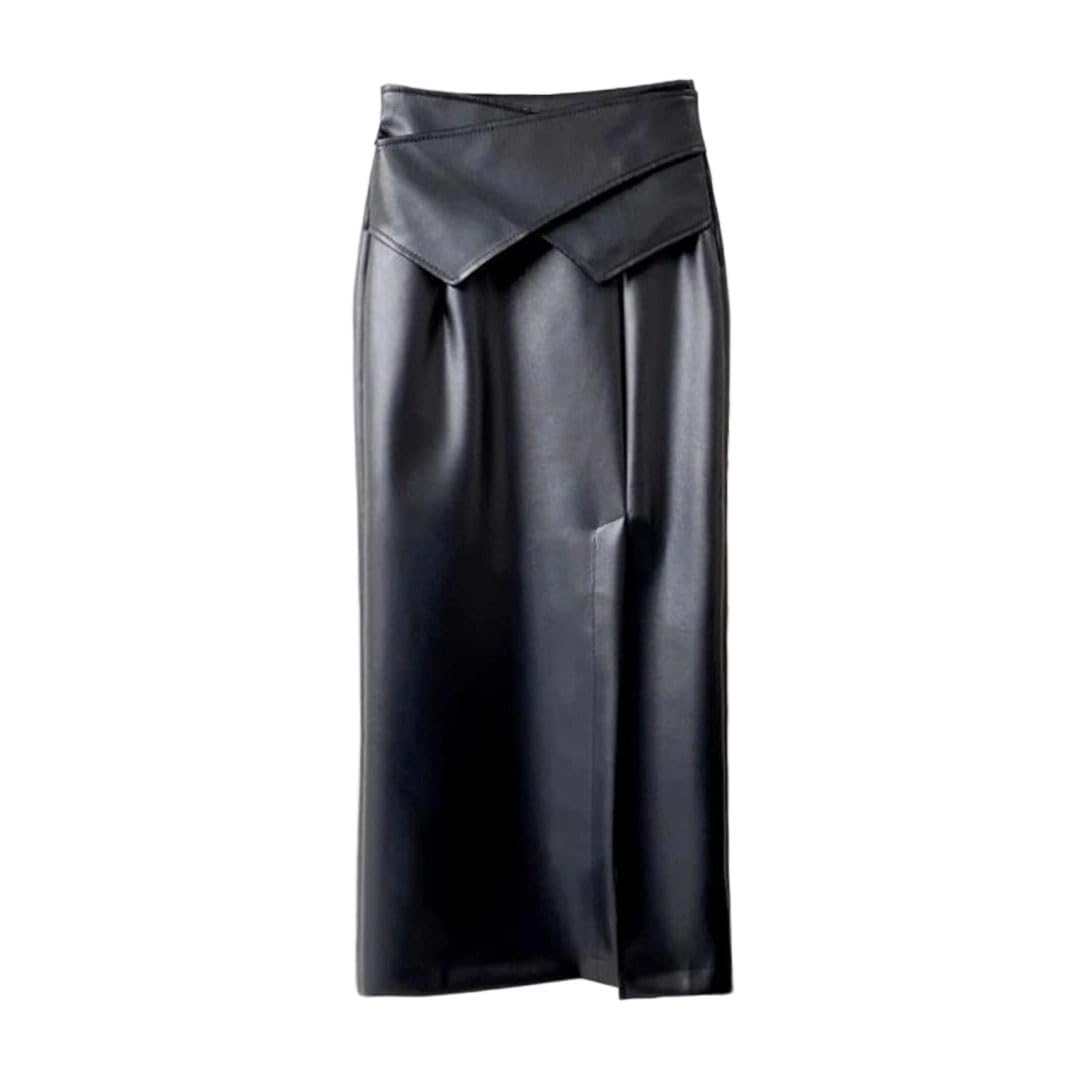 Womens High Waist Pu Leather Skirt Split Irregular Slim Package Hip Skirt