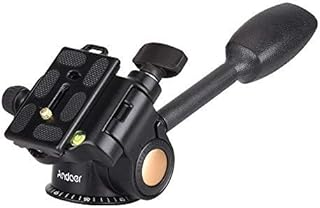 Andoer 3-Way Fluid Head with Quick Release Plate, 360° Rotation Camera Tripod Handle Ball Head for Canon Nikon Sony DSLR Camer, Max. Load 6Kg/13.2Lb