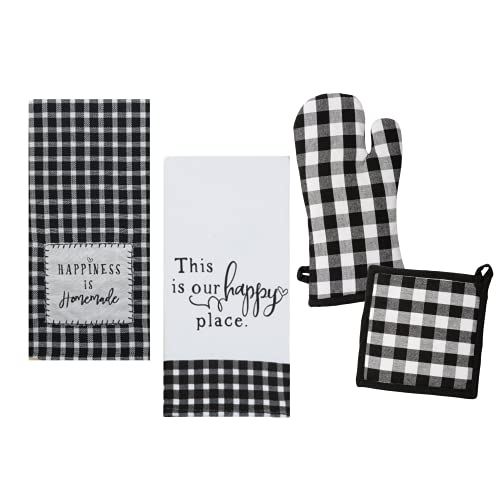 18Th Street Gifts Farmhouse Kitchen Towels, Oven Mitt, And Potholder - Black And White Kitchen Decor - Buffalo Plaid Dish Towels For Drying Dishes - Black And White Hand Towels #TOP13