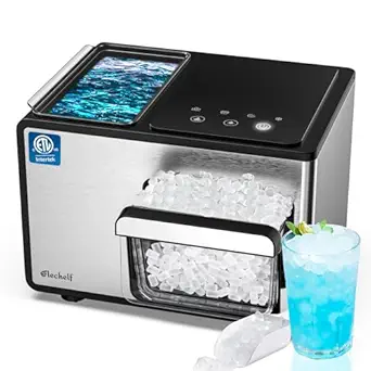 Elechelf Nugget Ice Maker Countertop Self-Cleaning 40lbs | Kid-Friendly Design Chewable Sonic Ice | Silver