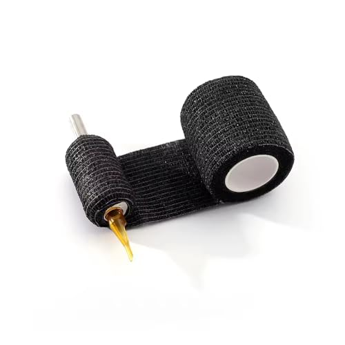 Kit 4 Bandagem adesiva 5 Metros x 5cm Tatuagem Preta Elastica Auto Aderente Abrasiva micropgmentação