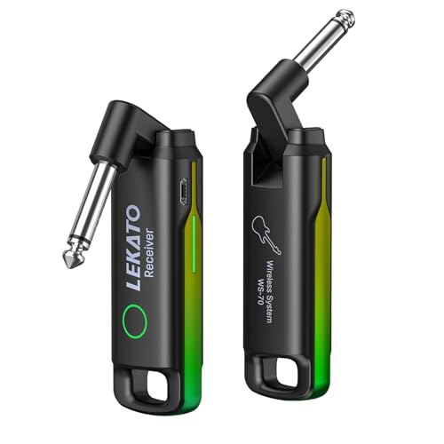 LEKATO Sistema de Guitarra Inalámbrico UHF con 70 Canales, Transmisor y Receptor Recargable para Instrumentos Eléctricos - Azul, Rosa y Verde miniatura 4