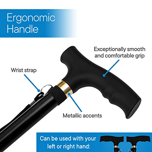 RMS Walking Cane - Adjustable Walking Stick - Lightweight Aluminum Offset Cane with Ergonomic Handle and Wrist Strap - Ideal Daily Living Aid for Limited Mobility - Image 5