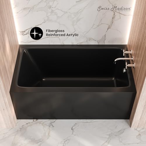 Image of Voltaire 54 x 30 Skirted Right Drain Soaking Apron Bathtub in Glossy Black