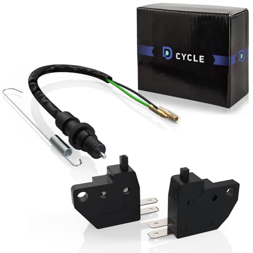D-Cycle ユニバーサル バイク用 ブレーキライトスイッチセット, フロント左右&リアブレーキスイッチ, スプリング付き, ホンダ・カワサキ・スズキ・ヤマハ・ATV・スクーター対応 [並行輸入品]