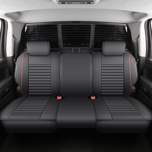 Image of JOJOBAY Chevy Silverado Seat Covers,GMC Sierra Seat Covers,Custom Fit 2007-2026 1500 2500HD 3500HD Crew Double Extended Regular Cab,LT LZT RST Trail Boss(Full Set,Black Red)