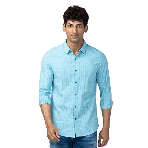 Image of Spykar Men's Slim Fit N /A Full Sleeve Striped Casual Shirts