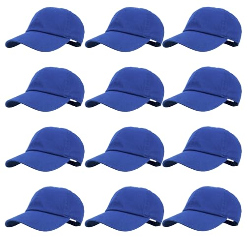 Image of Gelante Baseball Caps Hats 100% Cotton Plain Blank Adjustable Size Wholesale Bulk of 12 Pack