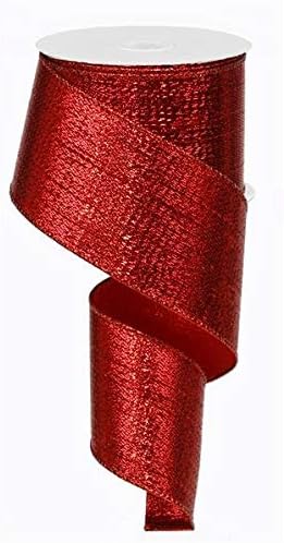 Red Shiny Metallic Wired Ribbon (50 Yards x 2.5 Inches) Christmas Valentine's Day
