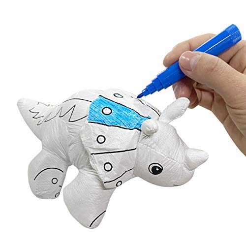 Large Dinosaur Painting Kit - Washable Dinosaur Toys with Polyester Cotton Decorating & Coloring Craft Kit for Kids, Boys & Girls - for Easter Party DIY Creative Activity (Triceratops)