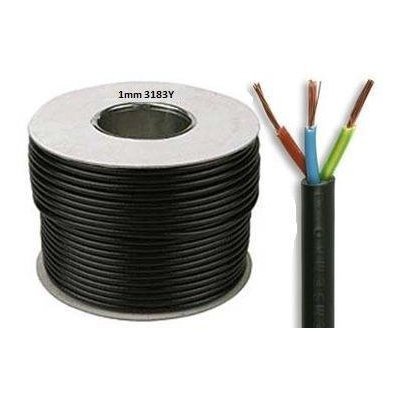 Image of 50 Meter Drum/Reel of Black Flex 3183Y 1mm 10 Amp 3 Core Flexible Black Cable