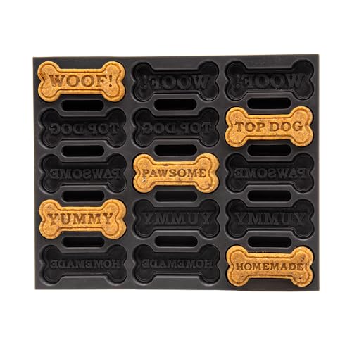 Siligrams Silicone Dog Treat Mold | 15-Cavity "Variety" Bone Shape Mold for Homemade Dog Treats | Food-Grade, Non-Stick (Black)