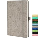 Dotted Journal, A5 Dotted Journal with 120GSM Paper, 164 Pages Dotted Notebook, Pen Loop, Inner Pocket, Elastic Banded, Light Grey
