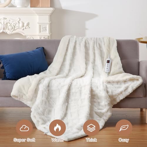 Caromio BM-P0211C Heated Throw Blanket - Thick Tufted Sherpa Electric Blanket Throw With 10 Heating Levels And 10 Time Settings, Etl Certified Machine Washable Fast Heating Blanket Throw 50"×60" thumb #1