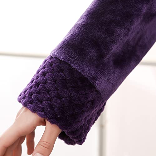 Lu's Chic Men's Fleece Robe Warm Thick Bathrobe Long Sleeve Flannel Fuzzy Plush Full-Length Winter3