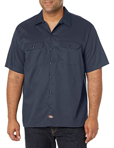 Image of Dickies Men's Short Sleeve Flex Work Shirt - Mechanic & Construction Button Down Shirt, Durable Twill