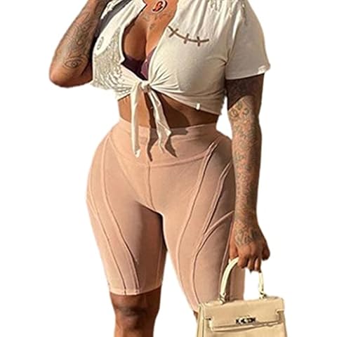 Azhong Women's Sexy Tights Mesh Shorts See Through Short Leggings Swimwear High Waist Bodycon Perspective Short Pants, Nude, Medium Cover