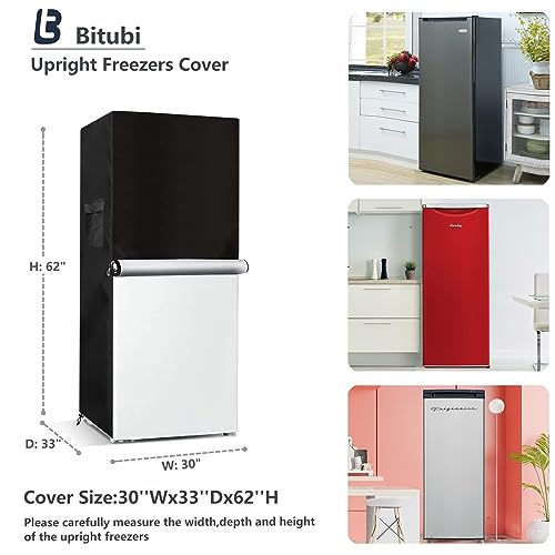 Image of Bitubi Upright Freezers Cover,Outdoor Refrigerator Cover,- Waterproof, Dustproof, Sun-Proof, 30 inchW x 33 inchD x 62 inchH. Suitable for most 7.6-10.1 Cubic Compact Mini Freezer on market (Black)