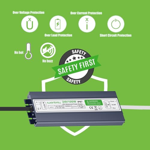 Image of LED Driver 100 Watts Waterproof IP67 Ultra Thin 0.7in 24V Aluminum DC Output Low Voltage Transformer Outdoor Power Supply Adapter for LED Strip,Landscape Lighting Project, and Any 24V LED Lights