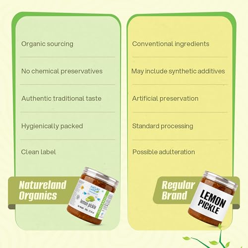 Image of Natureland Organics Lemon Pickle 350 Gm - Organic Healthy Pickles