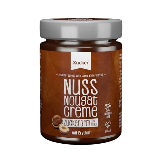 Xucker Nuss-Nougat-Creme, zuckerarm ohne Zuckerzusatz und ohne Palmöl, mit Erythrit, weniger süß, im Glas, 300 g
