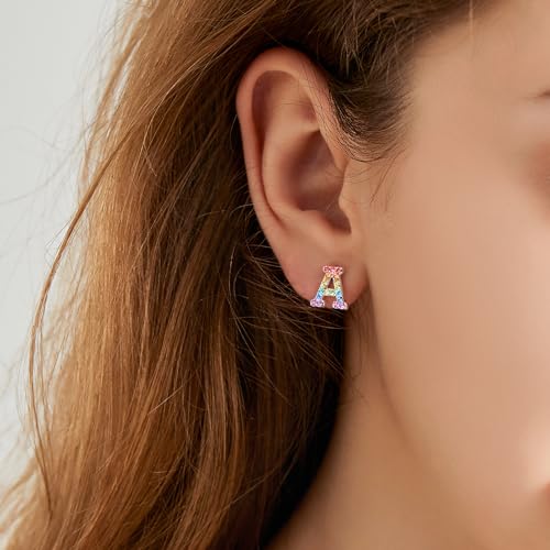 Women Initial Letter Stud Earrings,Alphabet Number Earrings Gifts Jewelry for Women2