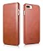 Produktbild ICARER Tasche passend für Apple iPhone 8 Plus und iPhone 7 Plus (5.5 Zoll), Case mit Echt-Leder, Schutz-Hülle klappbar, Ultra-Slim Cover, Etui im Vintage Look, Braun
