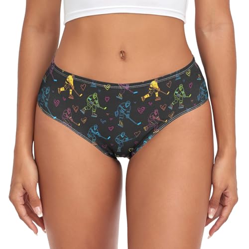 Vdsrup Ice Hockey Players Heart (2) Underwear Women Breathable Ladies Hipster Panties L Multi