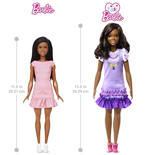 Barbie - Ma Première, Poupée pour Tout-Petits, Ma Première Poupée Brooklyn, 34 Cm, Brune avec Caniche en Peluche, Accessoires, Corps Doux Et Flexible, Jouet Enfant, Dès 3 Ans, Hll20