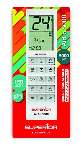 Superior Airco 5000 - Universelle Fernbedienung für Klimaanlagen mit 5000 Codes - Kompatibel mit den wichtigsten Marken - Ergonomisches Design und...