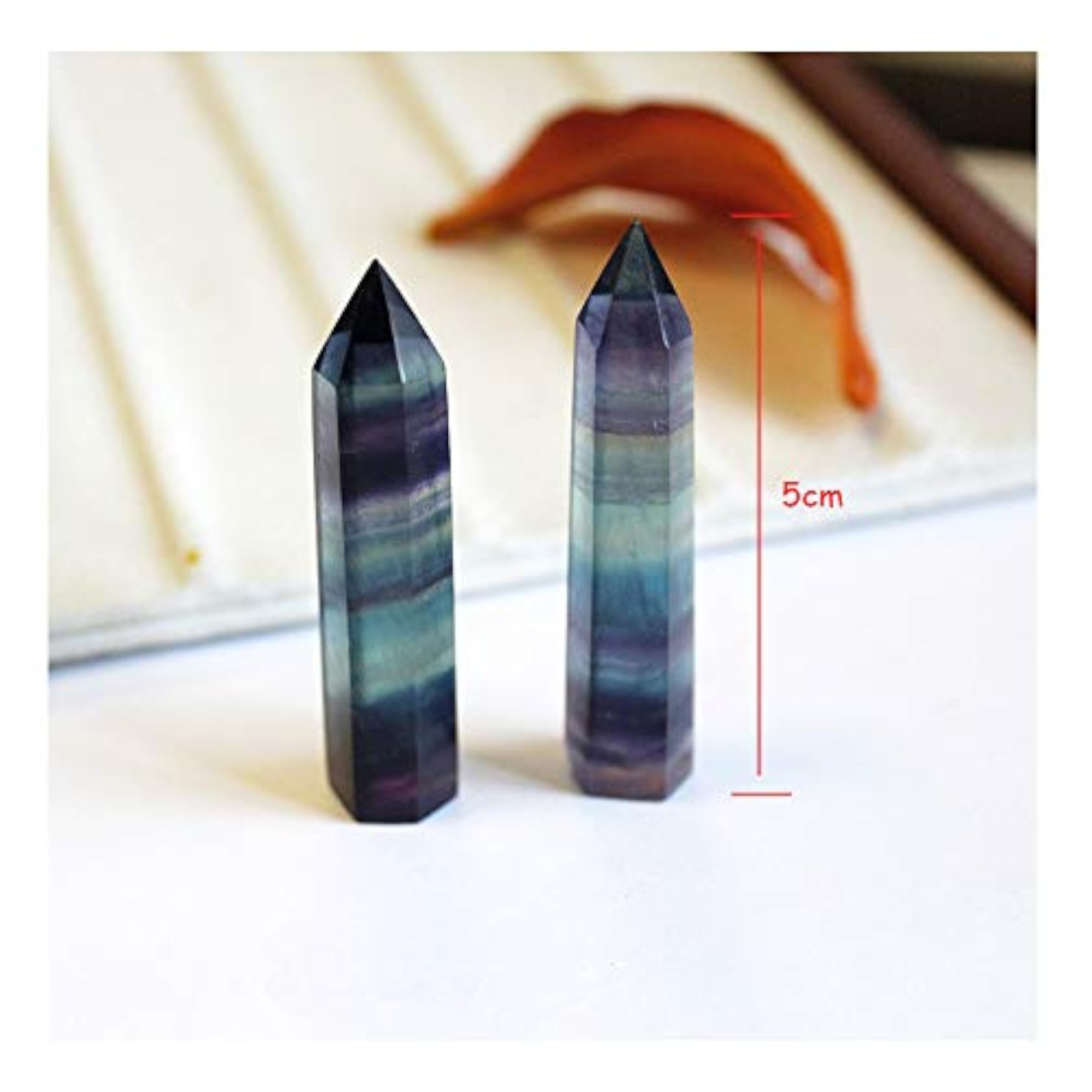 Natural Rainbow Fluorite Quartz Crystal Hexagonal Wand