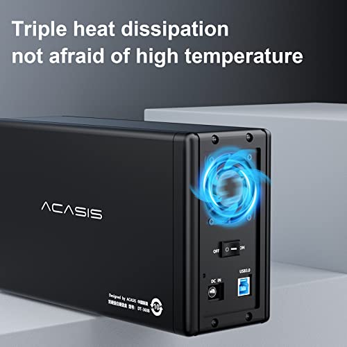 Acasis Raid Hard Drive Enclosure For 2 X 3.5-Inch Sata I/Ii/Iii Dual Bay External Hard Drive Docking Station, Support Raid 2*16Tb, Black #TOP1