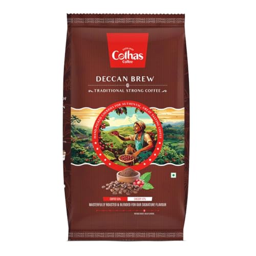 Image of Cothas Deccan Brew Strong Filter Coffee Powder | Roasted & Blended Signature Mix of 53% Coffee & 47% Chicory | Traditional South Indian | Rich Aroma & Strong Taste | 50g Pack