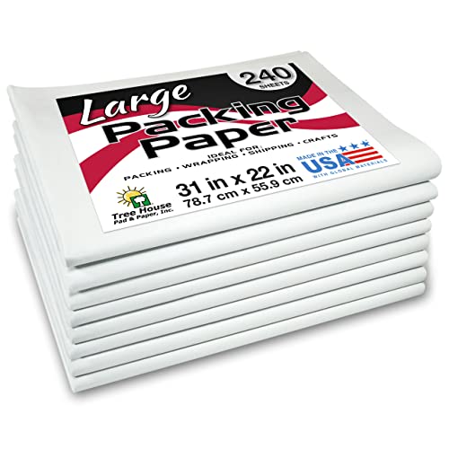 Tree House Packing Paper for Moving – 240 LARGE Newsprint Packing Paper Sheets – 31” x 22” Paper for Packing Dishes, Shipping, and Moving Supplies – Recyclable Movers’ Paper – Made in USA