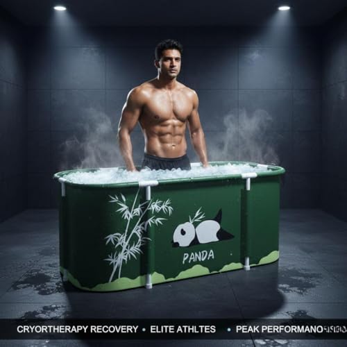 Image of Portable Foldable Adult Bathtub for Home, Large Plastic Soaking Tub with Drain Pipe, Freestanding Spa Bath Tub for Hot & Cold Bath, Balcony & Small Bathroom Use (Panda)