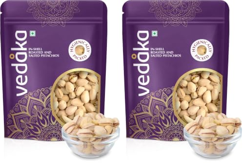 Image of Amazon Brand - Vedaka Roasted And Salted California Pistachios | 500 G | Rich In Protein & Dietary Fiber (Pack of 2)