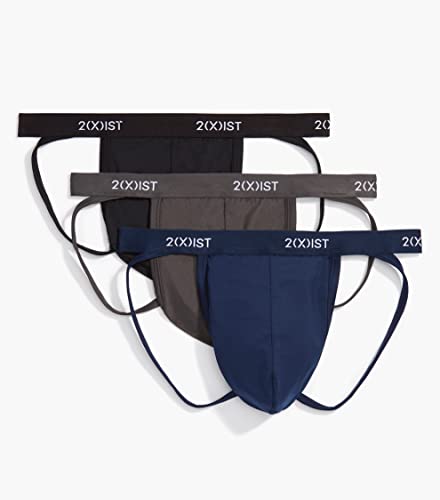 2(X)IST Men's Micro Speed Dri Jock Strap 3-Pack, Black/Charcoal/Varsity Navy, S - Image 3