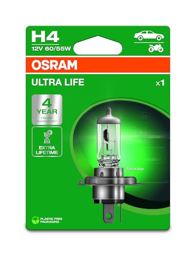OSRAM ULTRA LIFE, H4, lámpara de faro halógena, ampolla única (1 lámpara)