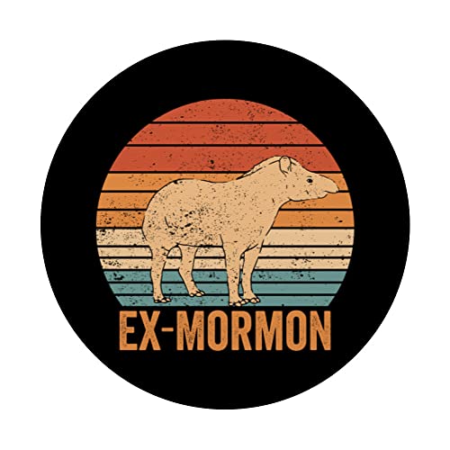 Ex Mormon Tapir Horse LDS Retro Exmo Ex-Mormon PopSockets Swappable PopGrip, Black - Image 3