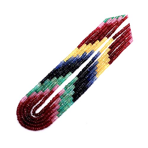 Collier de perles de pierres précieuses rubis émeraude saphir facetté 3mm 4mm 5mm pour création