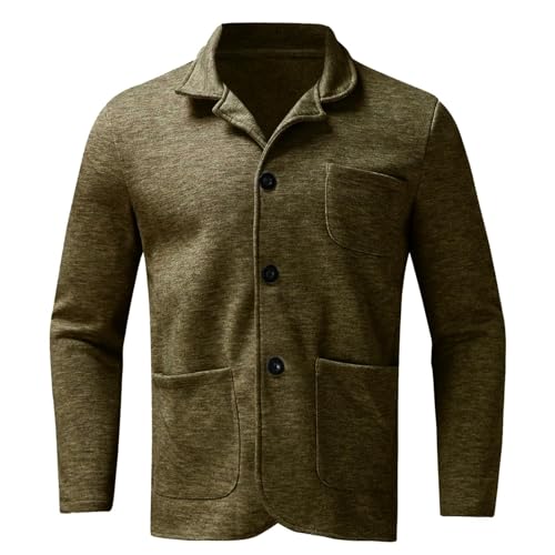 ZYXTIM Men's Casual Blazer Wool Cardigan Jacket Shawl Collar Button Down Lightweight Fall Coat Office Travel Classic Jacket3
