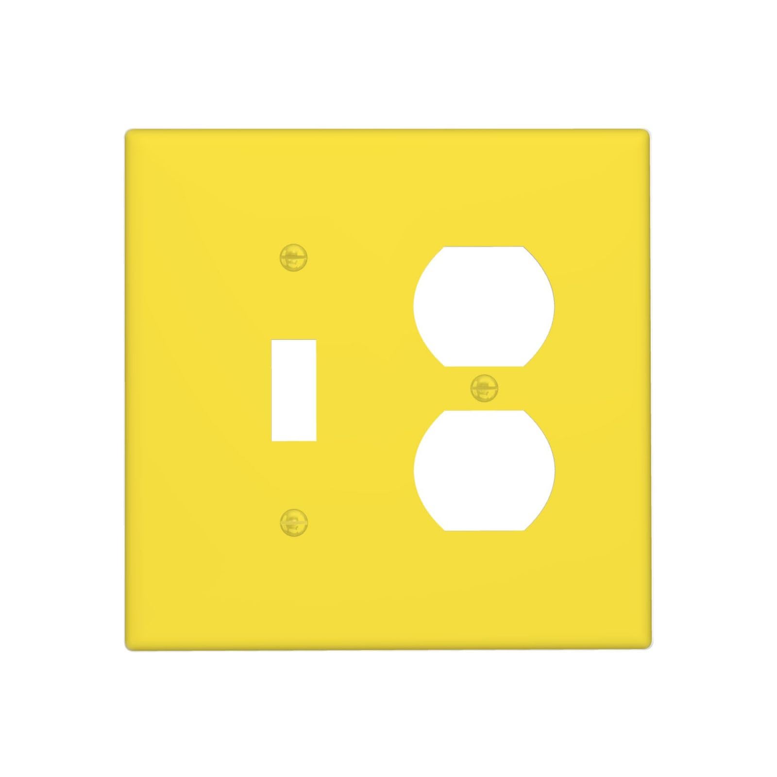 Light Switch Cover Plate Yellow 2 Gang Outlet Covers 1 Toggle 1 Duplex Socket Cover Wallplates Electrical Switch Plate Covers for Bathroom Bedroom Home Decor