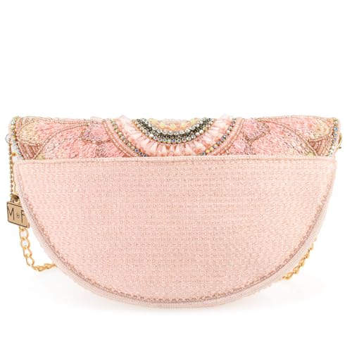 Mary Frances Pink Petals Beaded Crossbody Handbag Daisy-Motif Half-Moon Convertible Clutch Bag2