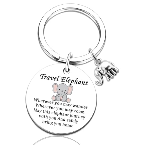 UVIBEW Elephant Gifts for Women Travel Elephant Keychain Travel Gift for Women Going Away Gifts for Coworkers Friends Elephants Jewelry for Woman Lucky Charms
