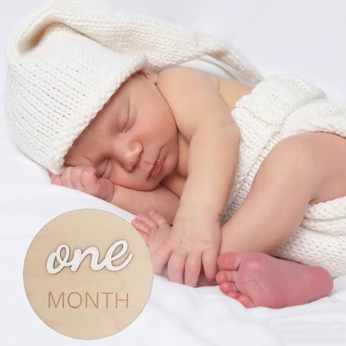HJKlove 3D Wooden Monthly Milestone Cards, Baby Monthly Milestone Marker Cards, Newborn Memento Milestone to Document Baby's Growth, Pregnancy Journey Sign -incl Announcement & Hello World Sign. by HJKlove - Image 4